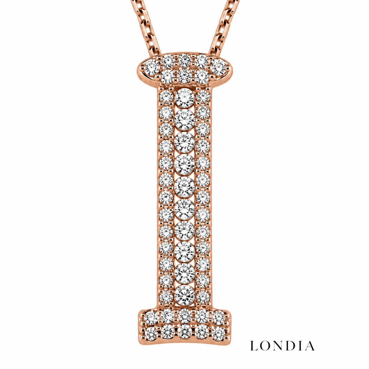 Personalized Royal I Initial 0.35 Carat Natural Diamond Necklace