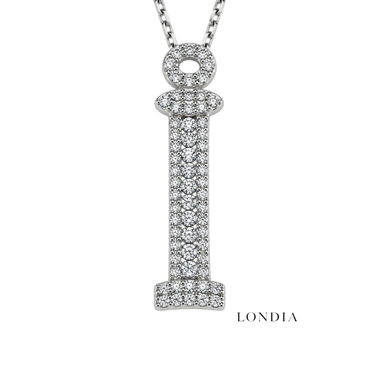 Personalized Royal İ Initial 0.35 Carat Natural Diamond Necklace