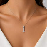 Personalized Royal İ Initial 0.35 Carat Natural Diamond Necklace
