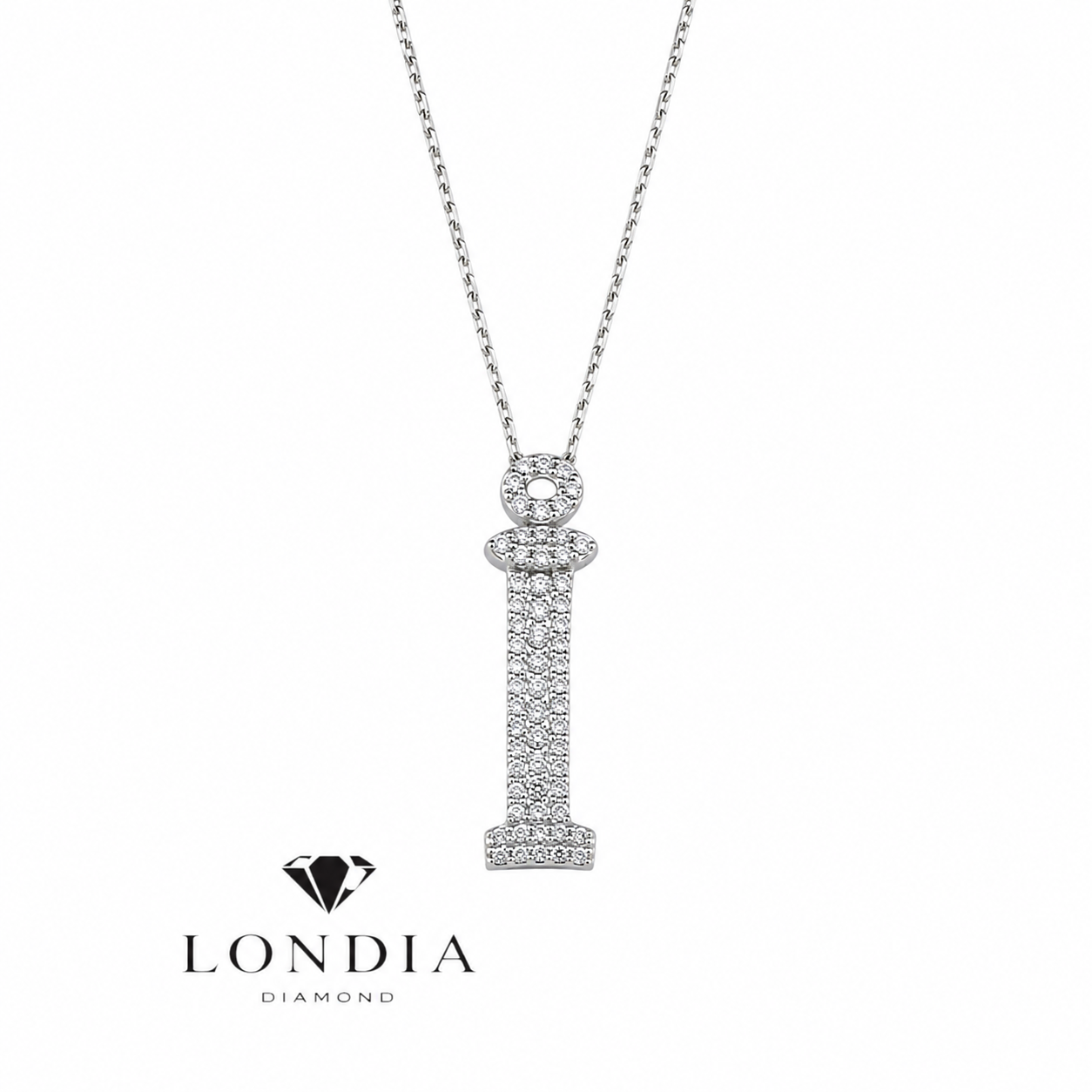 Personalized Royal İ Initial 0.35 Carat Natural Diamond Necklace