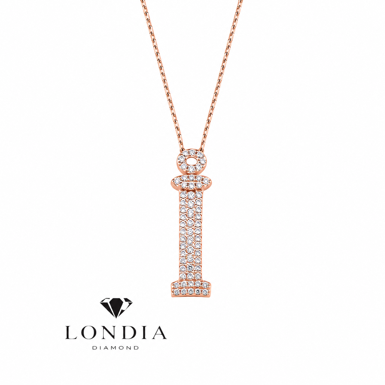 Personalized Royal İ Initial 0.35 Carat Natural Diamond Necklace
