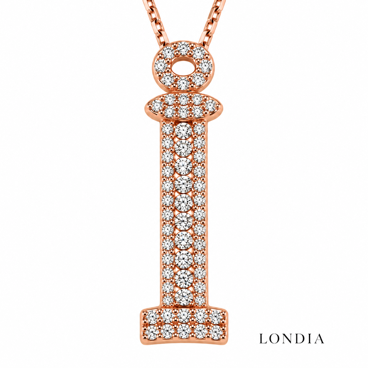 Personalized Royal İ Initial 0.35 Carat Natural Diamond Necklace
