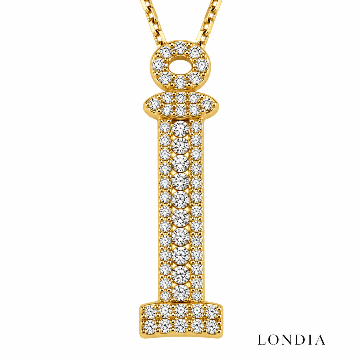 Personalized Royal İ Initial 0.35 Carat Natural Diamond Necklace