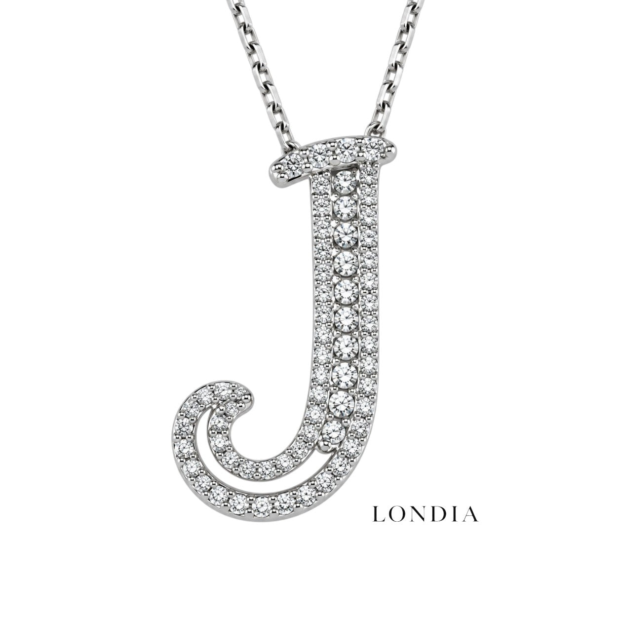 Personalized Royal J Initial 0.30 Carat Natural Diamond Necklace