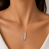 Personalized Royal J Initial 0.30 Carat Natural Diamond Necklace