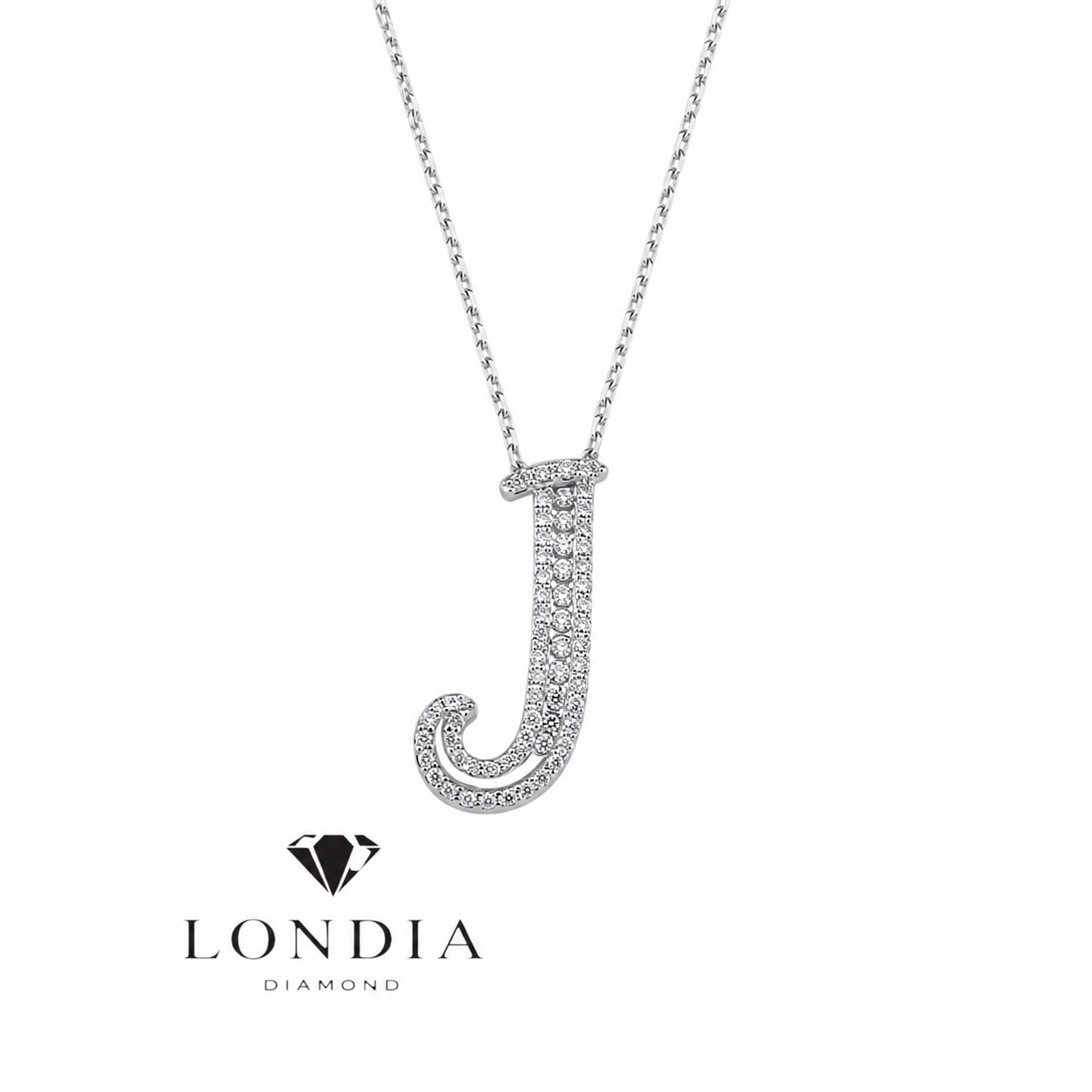 Personalized Royal J Initial 0.30 Carat Natural Diamond Necklace