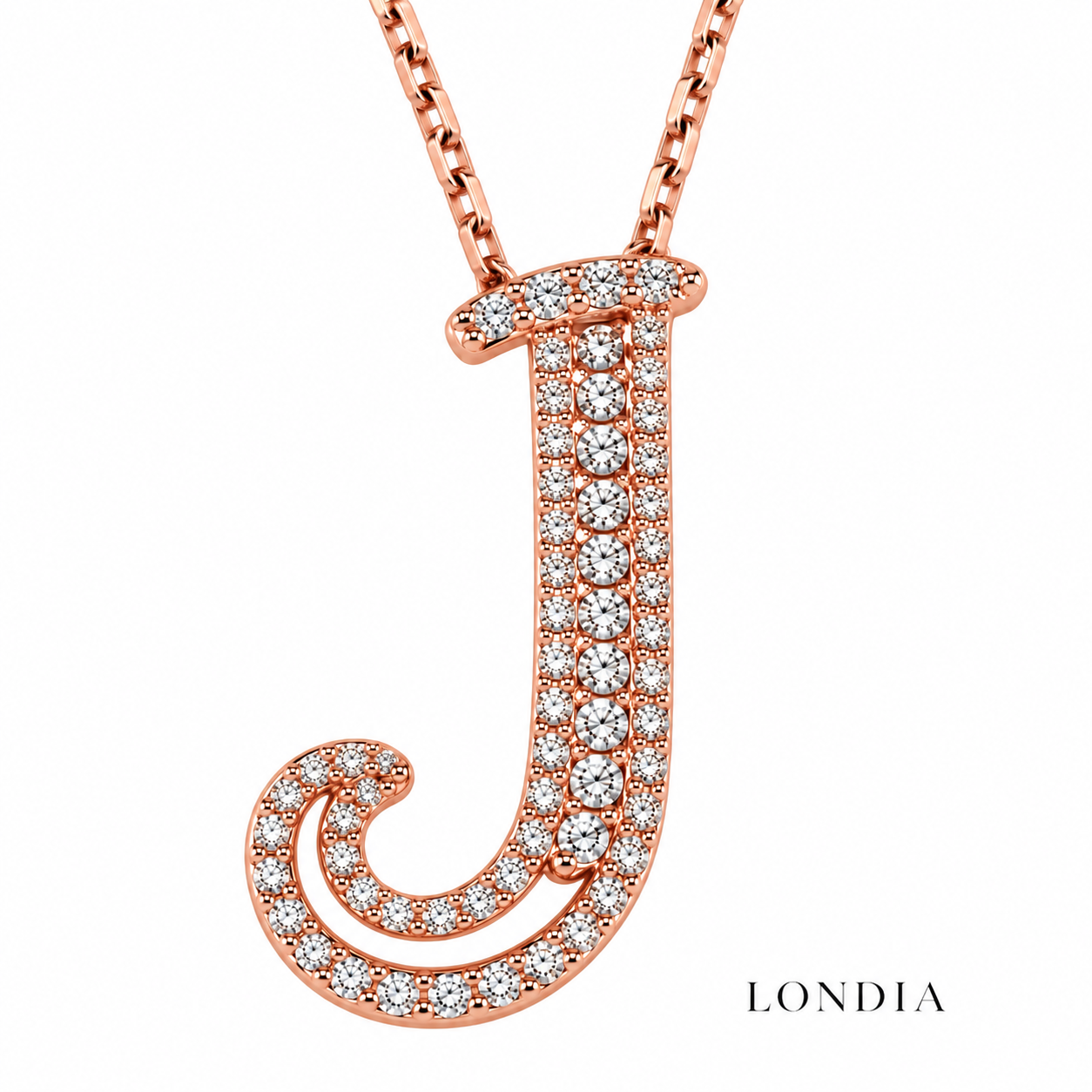 Personalized Royal J Initial 0.30 Carat Natural Diamond Necklace