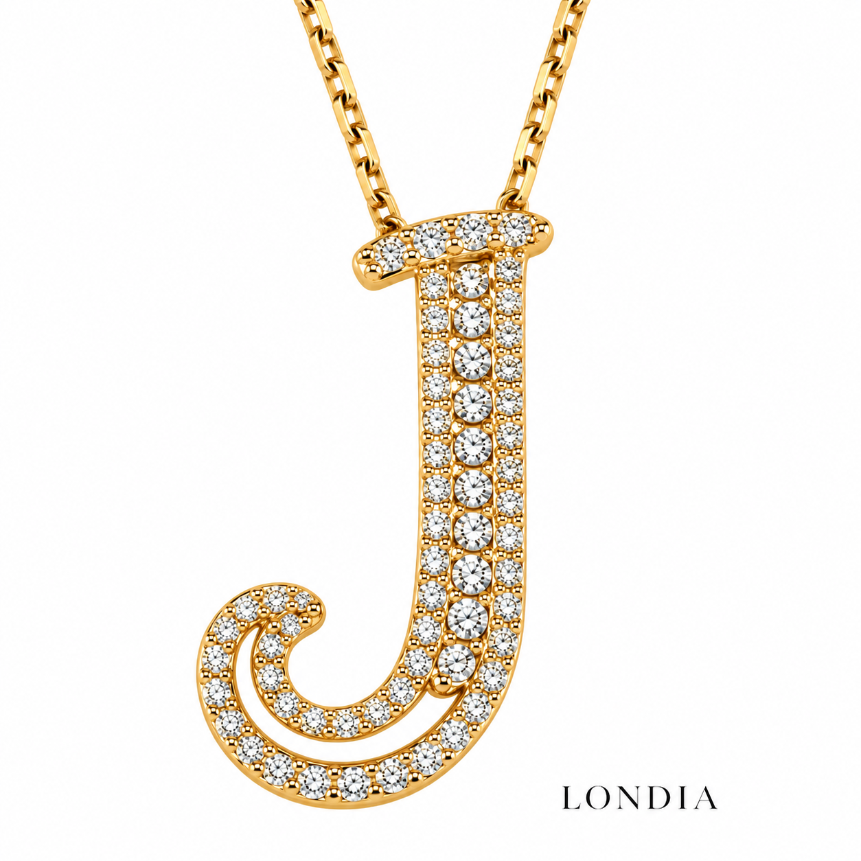Personalized Royal J Initial 0.30 Carat Natural Diamond Necklace