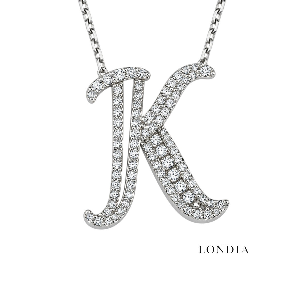 Personalized Royal K Initial 0.45 Carat Natural Diamond Necklace