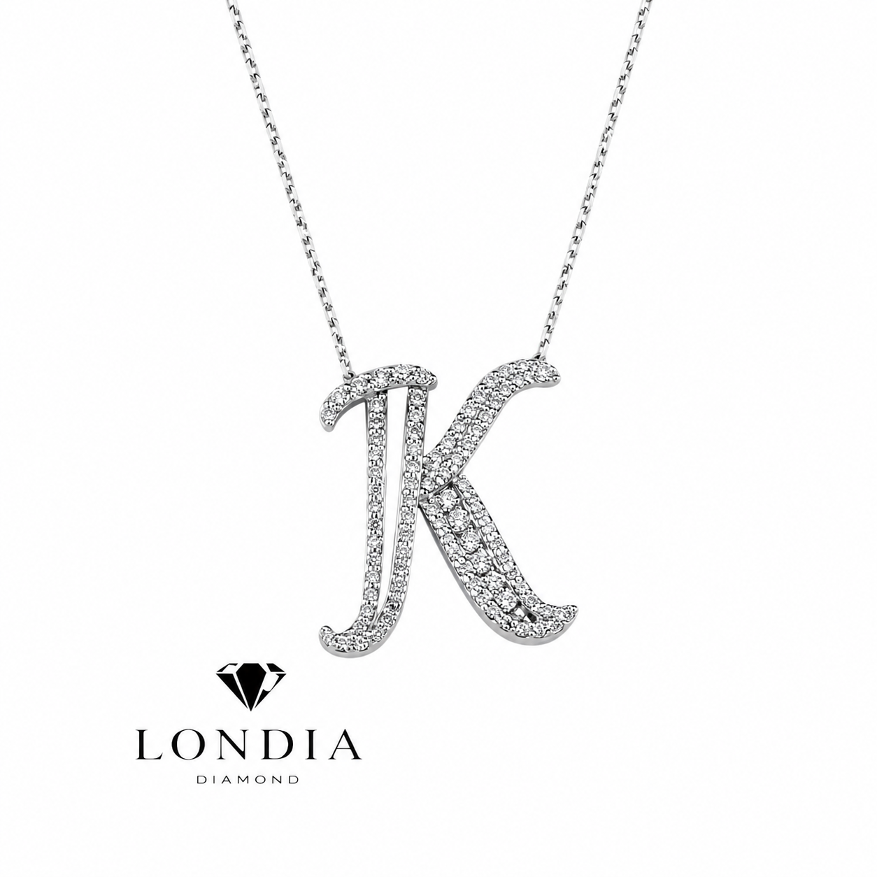 Personalized Royal K Initial 0.45 Carat Natural Diamond Necklace