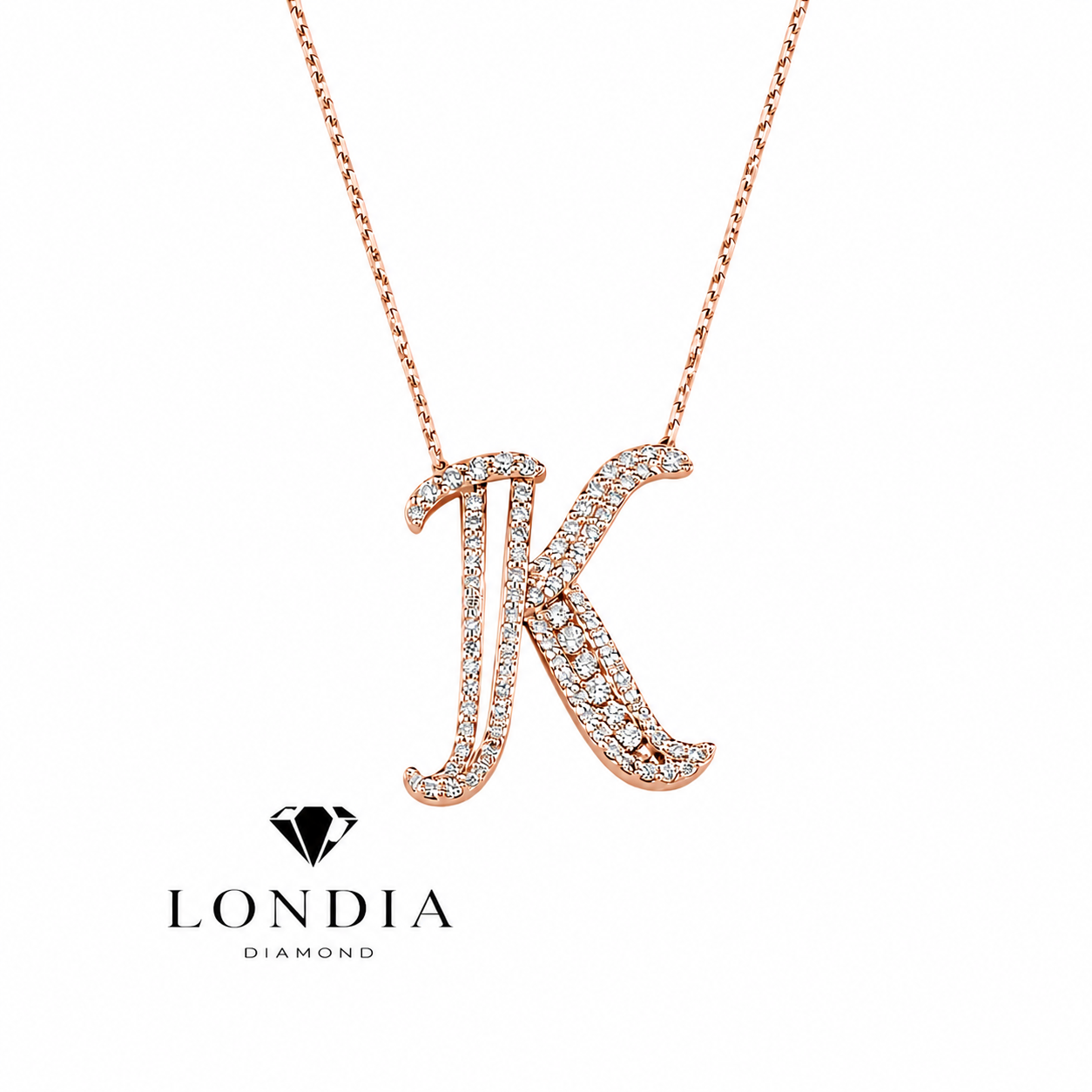 Personalized Royal K Initial 0.45 Carat Natural Diamond Necklace