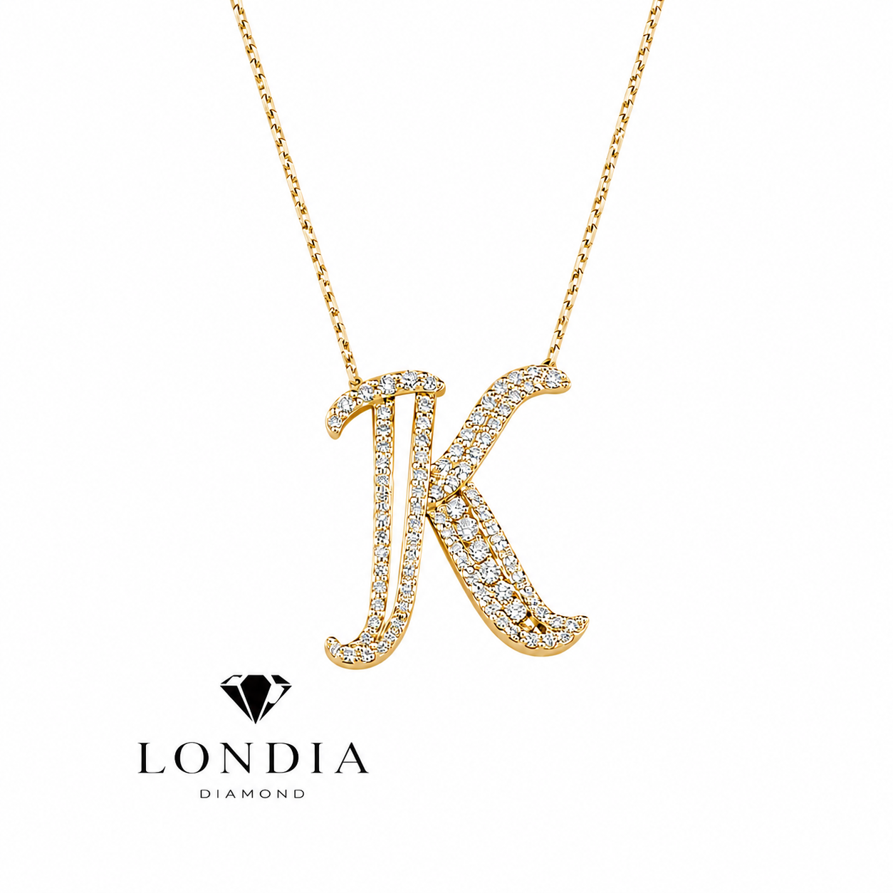 Personalized Royal K Initial 0.45 Carat Natural Diamond Necklace