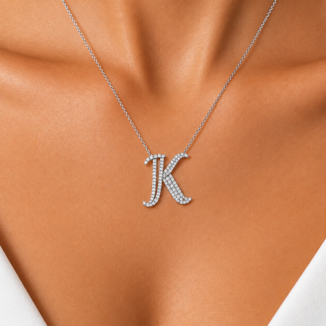 Personalized Royal K Initial 0.45 Carat Natural Diamond Necklace