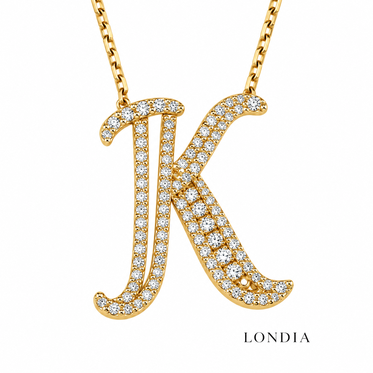 Personalized Royal K Initial 0.45 Carat Natural Diamond Necklace