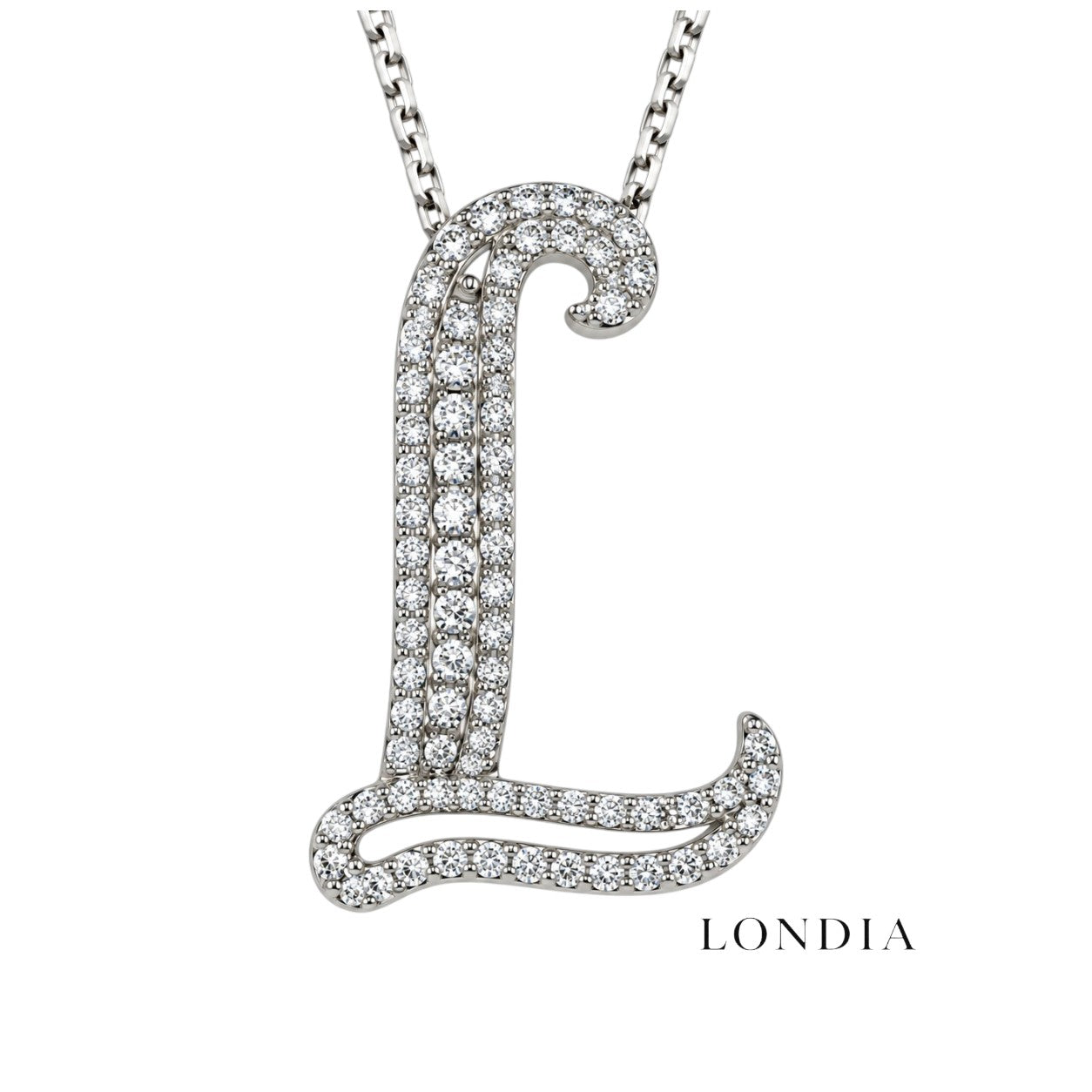 Personalized Royal L Initial 0.35 Carat Natural Diamond Necklace