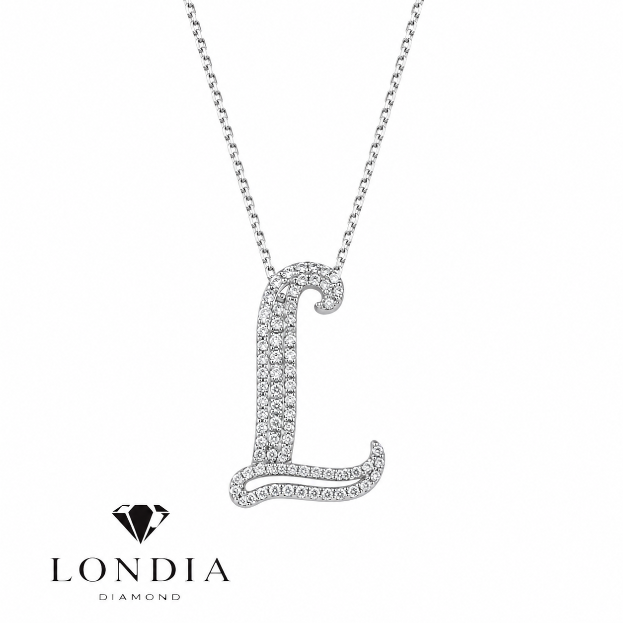 Personalized Royal L Initial 0.35 Carat Natural Diamond Necklace