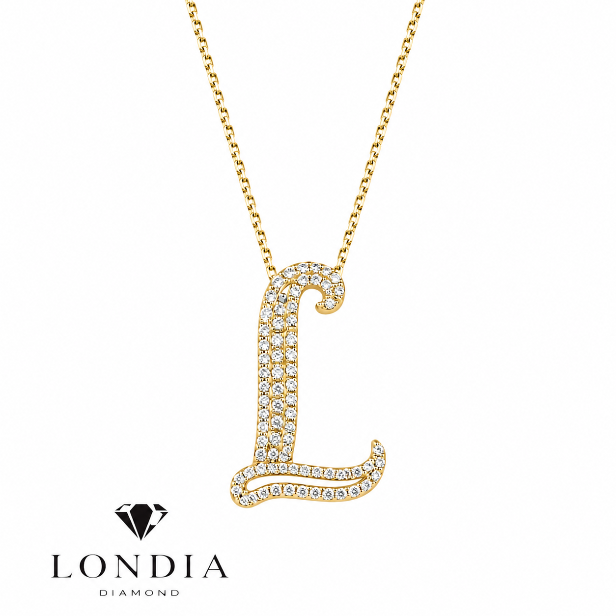 Personalized Royal L Initial 0.35 Carat Natural Diamond Necklace