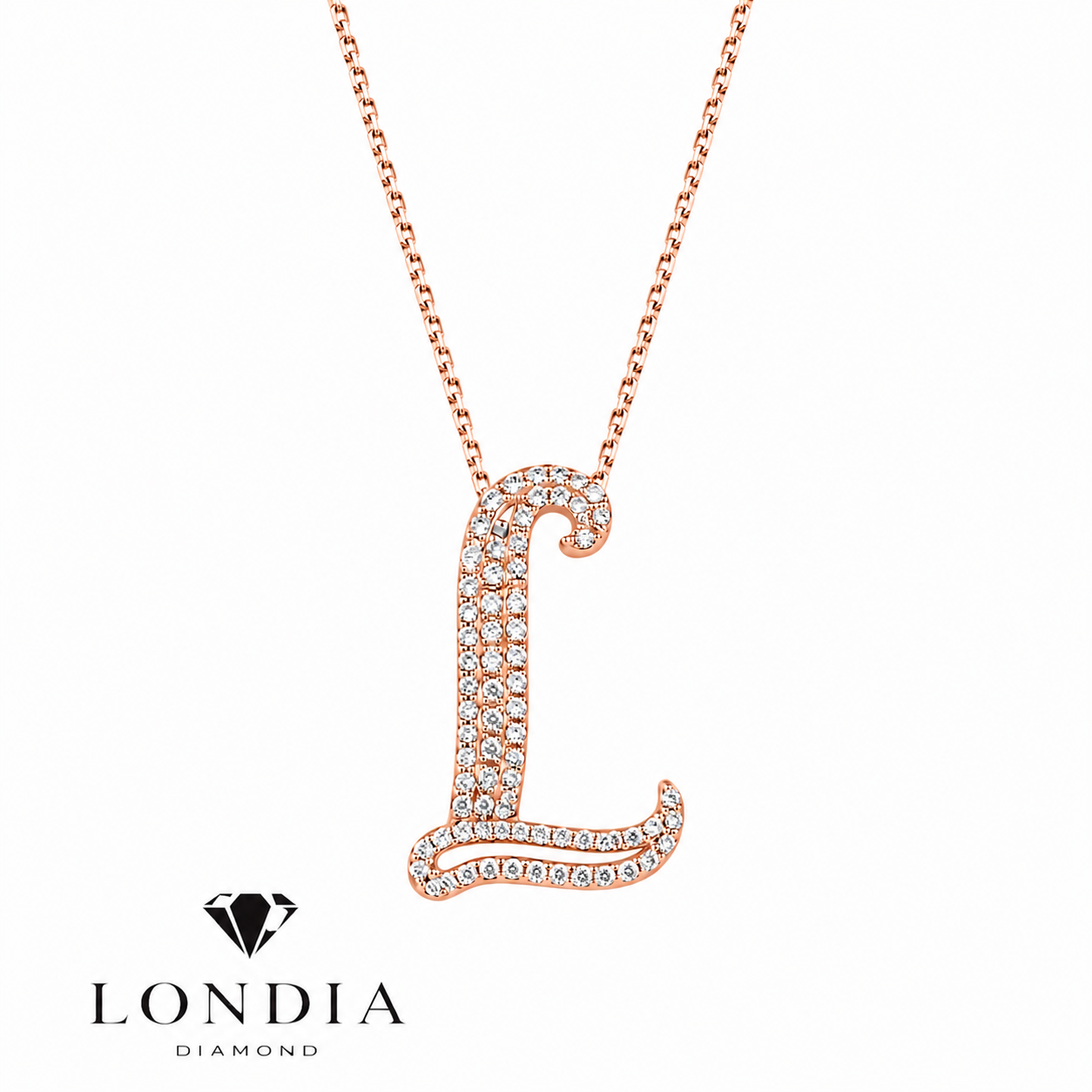 Personalized Royal L Initial 0.35 Carat Natural Diamond Necklace