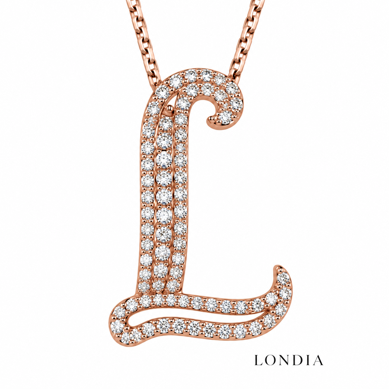 Personalized Royal L Initial 0.35 Carat Natural Diamond Necklace