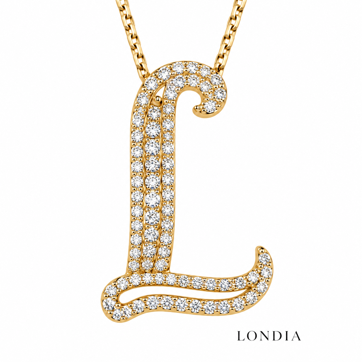 Personalized Royal L Initial 0.35 Carat Natural Diamond Necklace