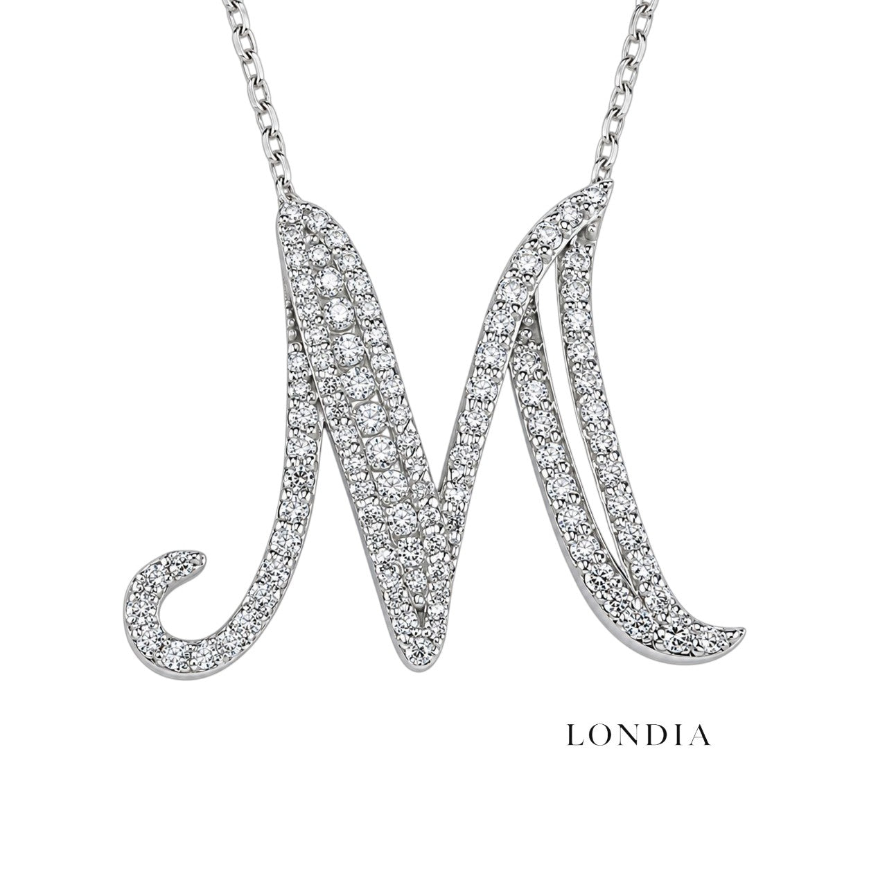 Personalized Royal M Initial 0.60 Carat Natural Diamond Necklace