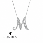 Personalized Royal M Initial 0.60 Carat Natural Diamond Necklace