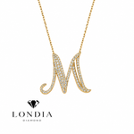 Personalized Royal M Initial 0.60 Carat Natural Diamond Necklace