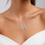 Personalized Royal M Initial 0.60 Carat Natural Diamond Necklace
