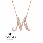 Personalized Royal M Initial 0.60 Carat Natural Diamond Necklace