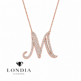 Personalized Royal M Initial 0.60 Carat Natural Diamond Necklace