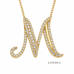 Personalized Royal M Initial 0.60 Carat Natural Diamond Necklace