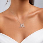Personalized Royal M Initial 0.60 Carat Natural Diamond Necklace