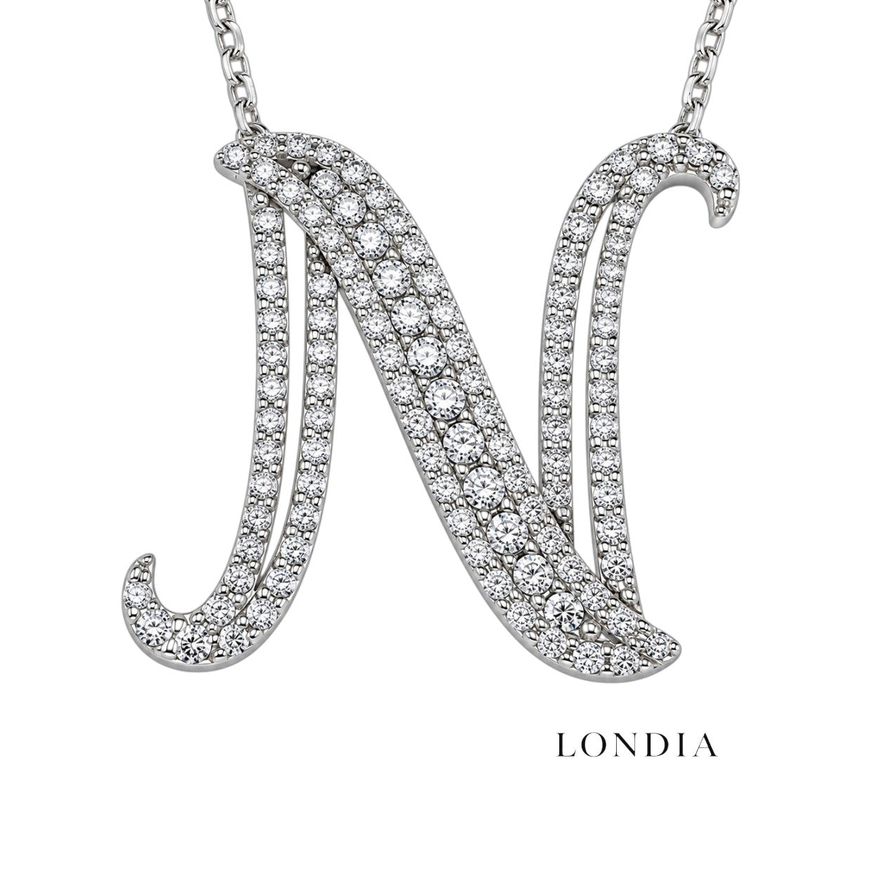 Personalized Royal N Initial 0.60 Carat Natural Diamond Necklace