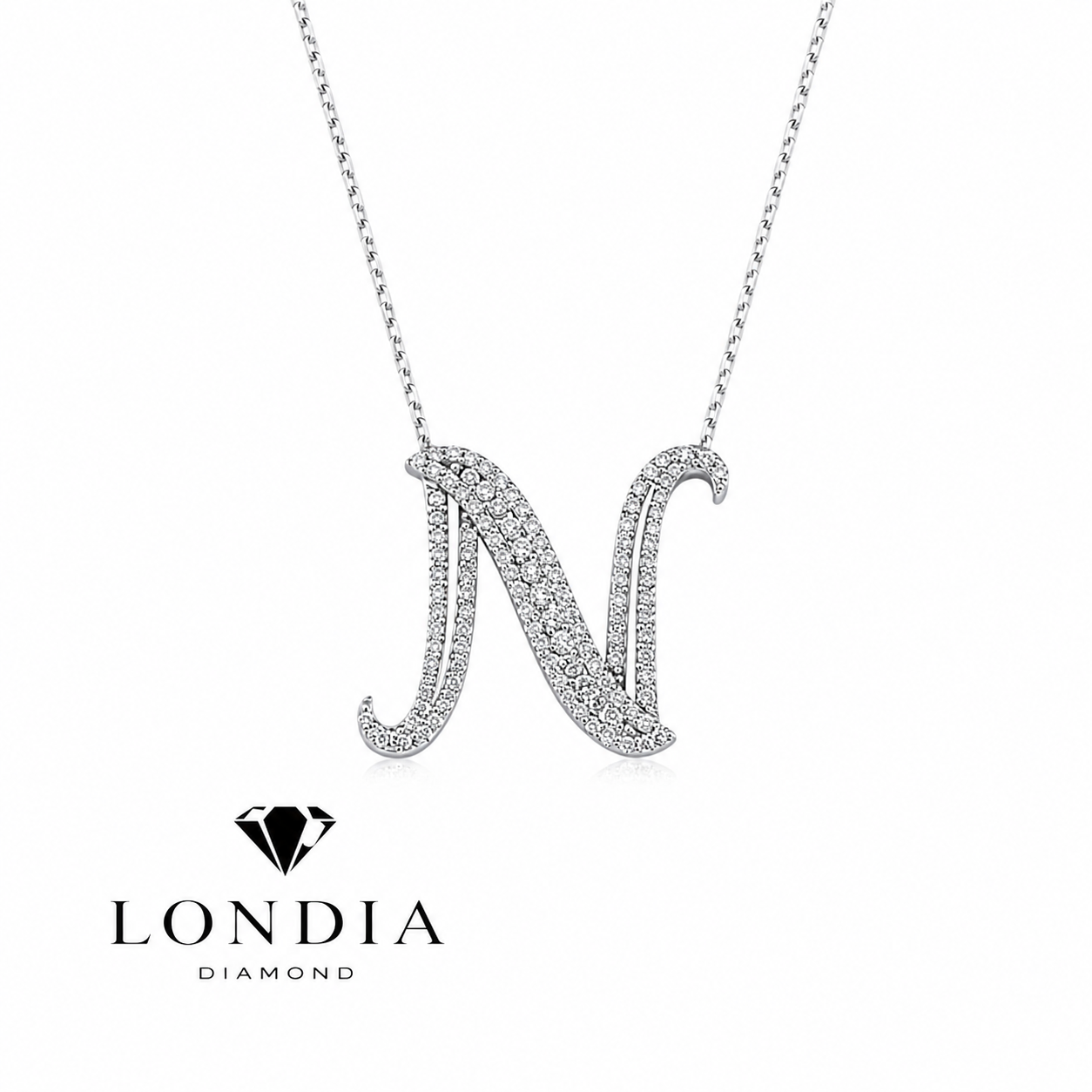 Personalized Royal N Initial 0.60 Carat Natural Diamond Necklace