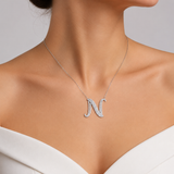 Personalized Royal N Initial 0.60 Carat Natural Diamond Necklace