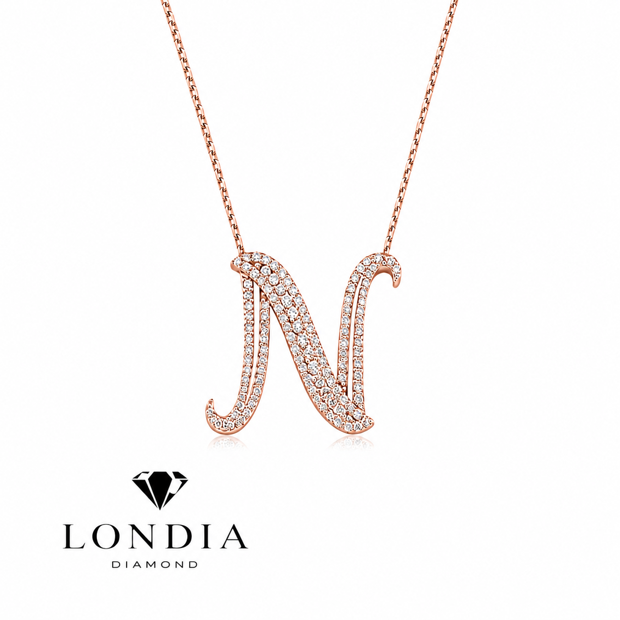 Personalized Royal N Initial 0.60 Carat Natural Diamond Necklace