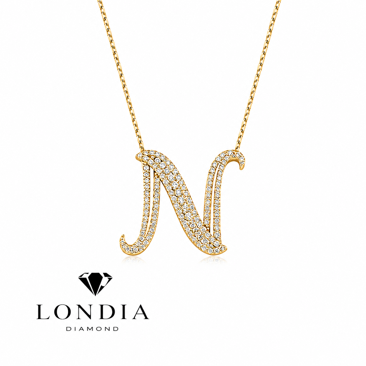 Personalized Royal N Initial 0.60 Carat Natural Diamond Necklace