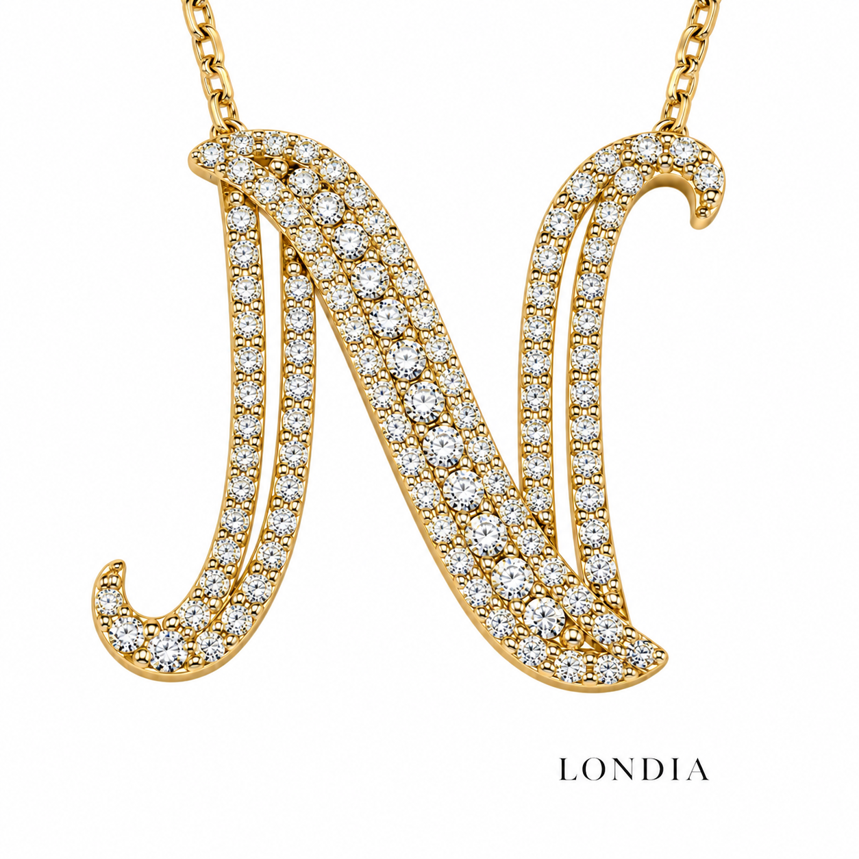 Personalized Royal N Initial 0.60 Carat Natural Diamond Necklace