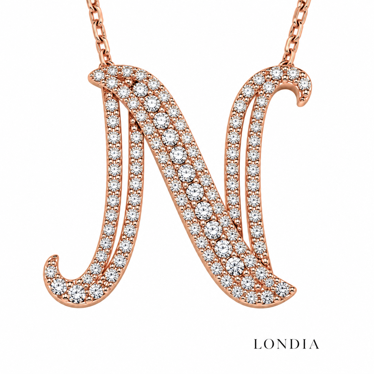 Personalized Royal N Initial 0.60 Carat Natural Diamond Necklace