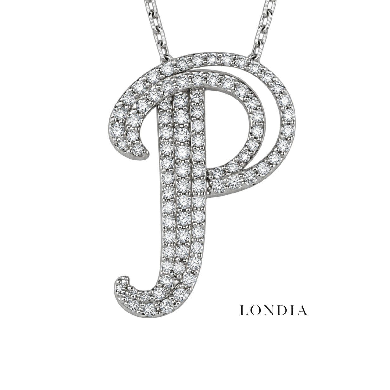 Personalized Royal P Initial 0.50 Carat Natural Diamond Necklace