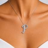Personalized Royal P Initial 0.50 Carat Natural Diamond Necklace