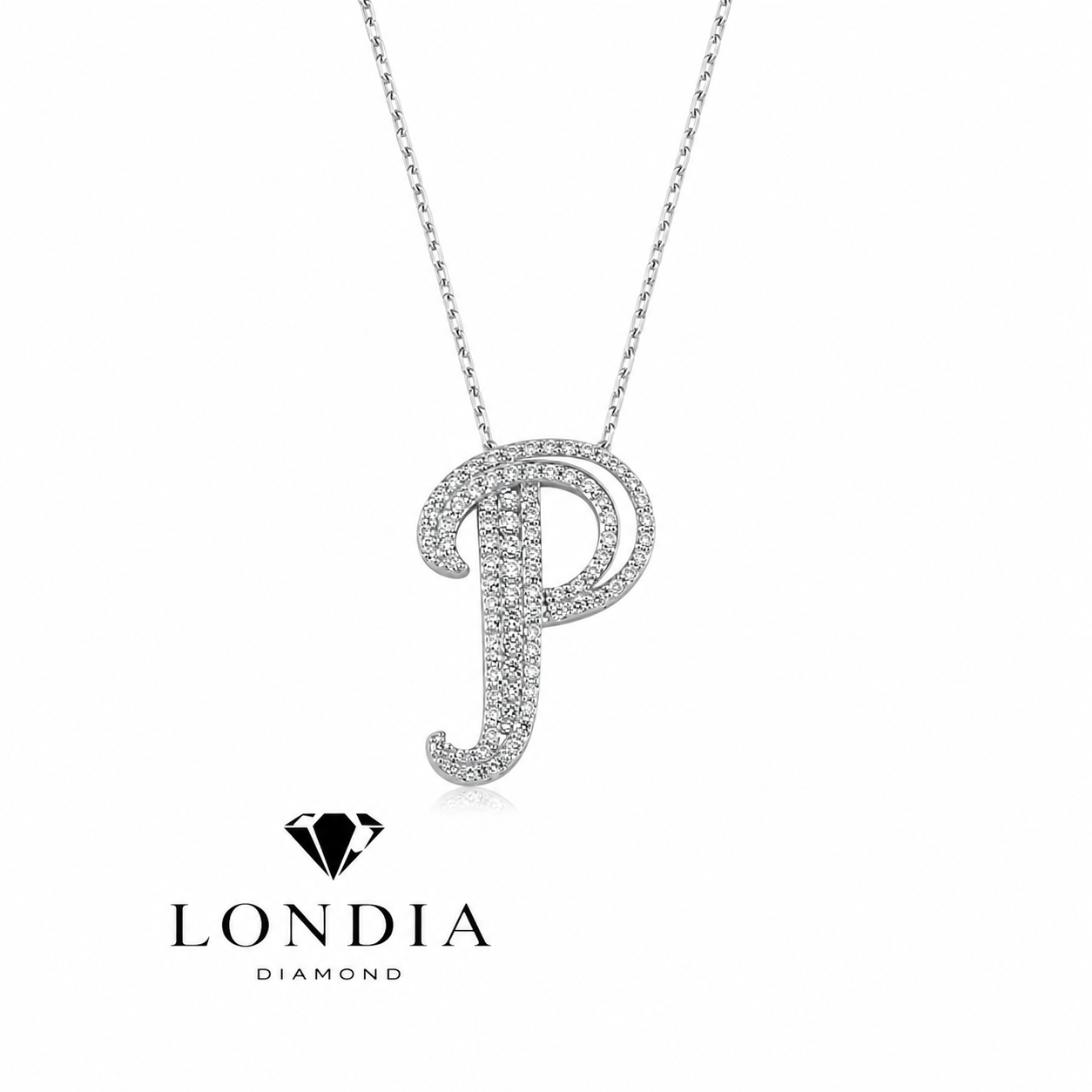 Personalized Royal P Initial 0.50 Carat Natural Diamond Necklace