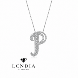 Personalized Royal P Initial 0.50 Carat Natural Diamond Necklace