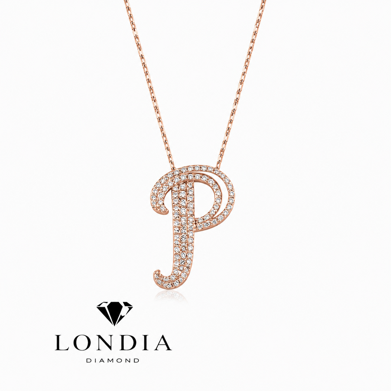 Personalized Royal P Initial 0.50 Carat Natural Diamond Necklace