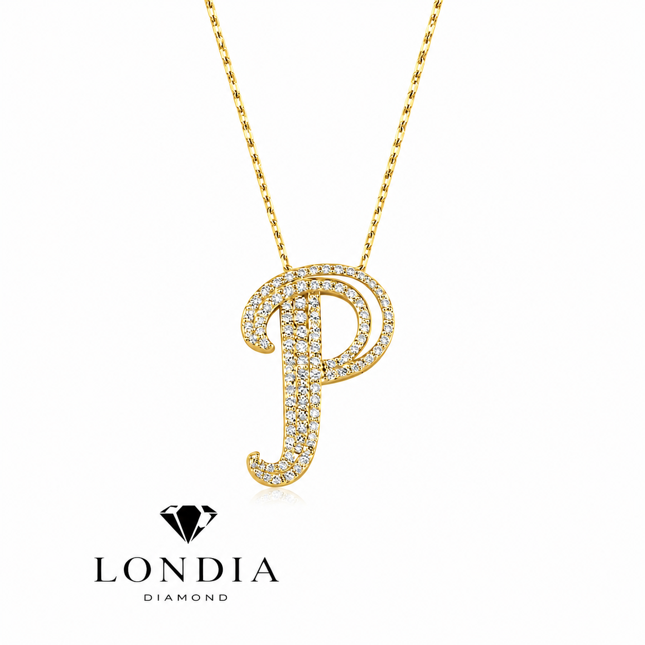 Personalized Royal P Initial 0.50 Carat Natural Diamond Necklace
