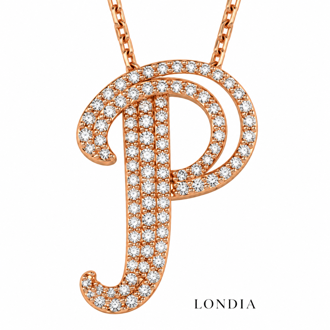 Personalized Royal P Initial 0.50 Carat Natural Diamond Necklace