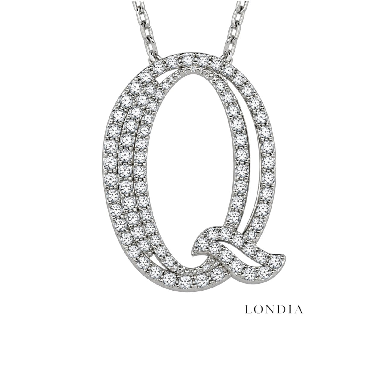 Personalized Royal Q Initial 0.45 Carat Natural Diamond Necklace
