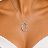 Personalized Royal Q Initial 0.45 Carat Natural Diamond Necklace