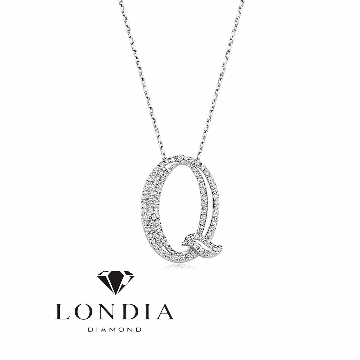 Personalized Royal Q Initial 0.45 Carat Natural Diamond Necklace
