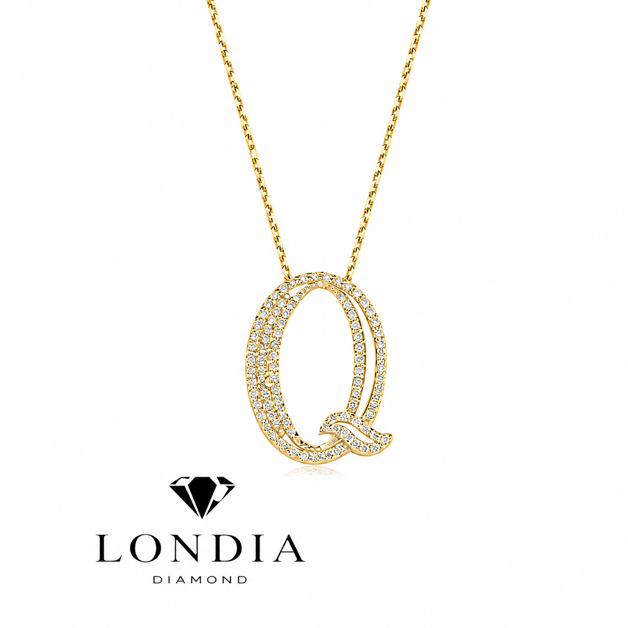 Personalized Royal Q Initial 0.45 Carat Natural Diamond Necklace